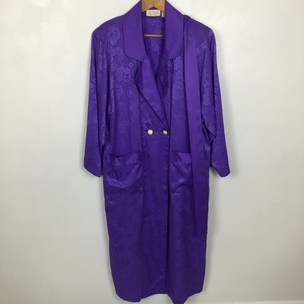 Victorias Secret 90’s GOLD LABEL Royal Purple Floral Paisley Robe Pockets S
